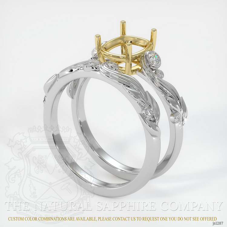 18K Yellow & White Accent Stones Ring Setting