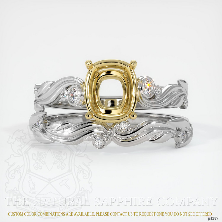18K Yellow & White Accent Stones Ring Setting