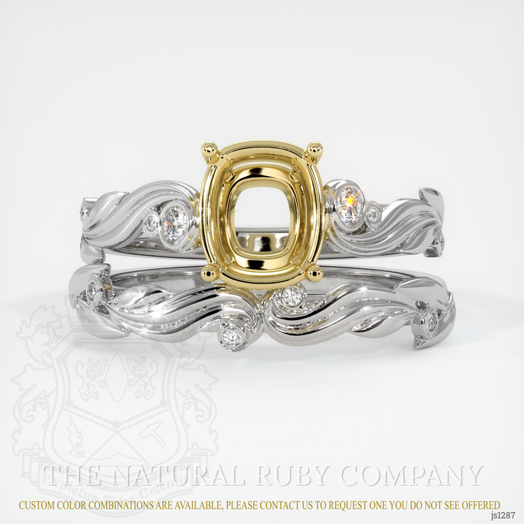 18K Yellow & White Accent Stones Ring Setting