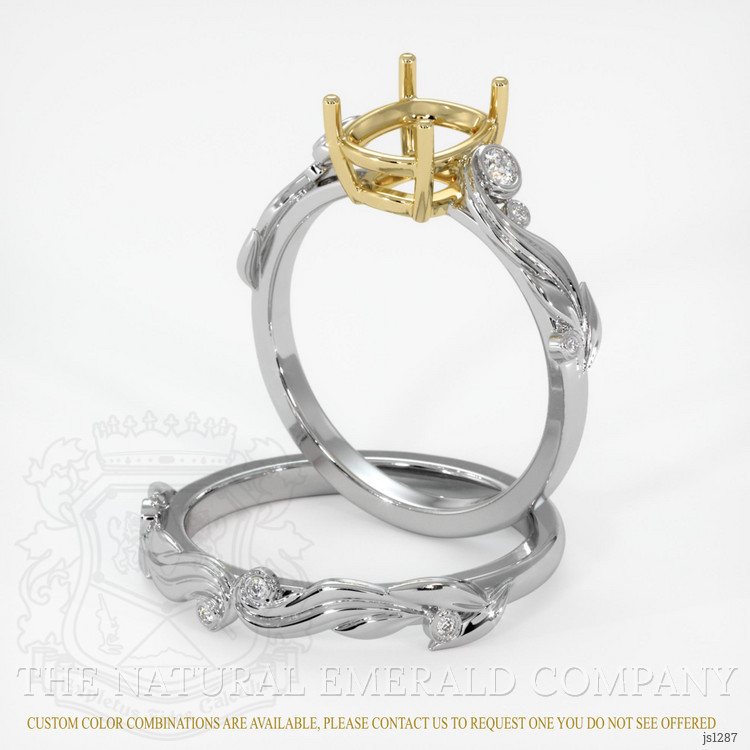 18K Yellow & White Accent Stones Ring Setting
