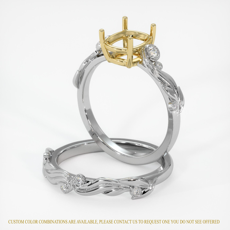 18K Yellow & White Accent Stones Ring Setting
