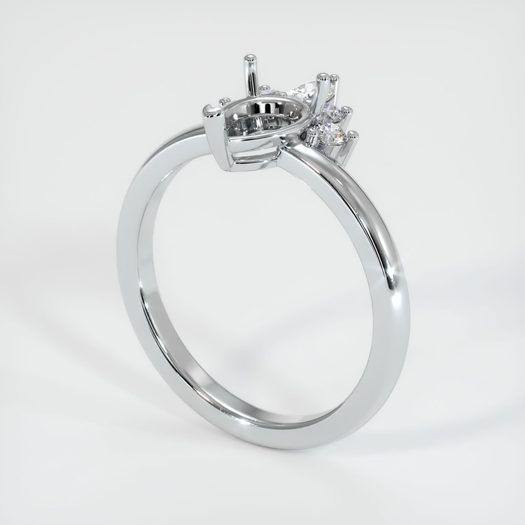 14K White Gold Accent Stones Ring Setting
