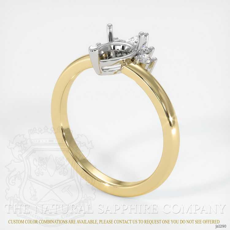 14K White & Yellow Accent Stones Ring Setting