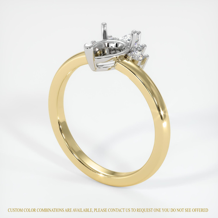 14K White & Yellow Accent Stones Ring Setting