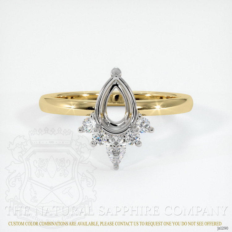 14K White & Yellow Accent Stones Ring Setting