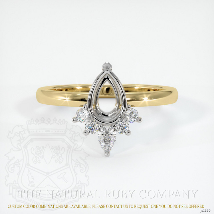 14K White & Yellow Accent Stones Ring Setting