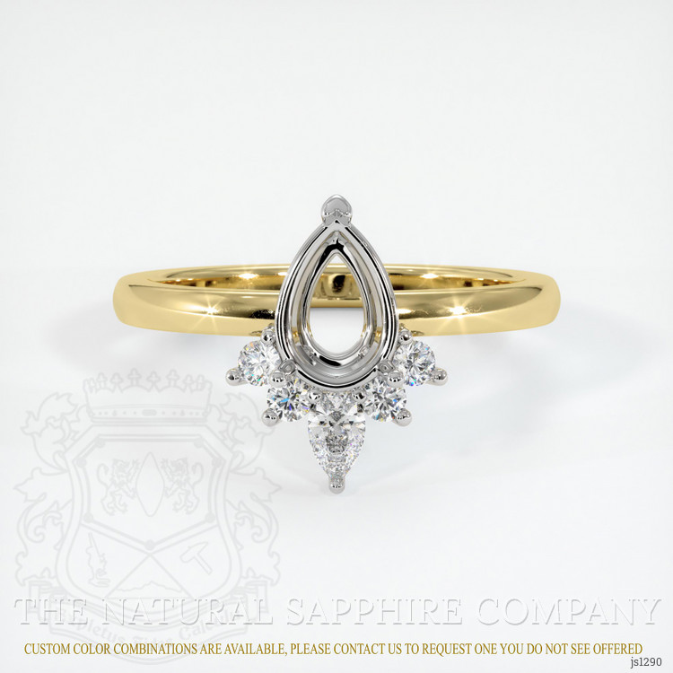 18K White & Yellow Accent Stones Ring Setting