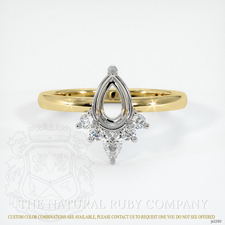 18K White & Yellow Accent Stones Ring Setting