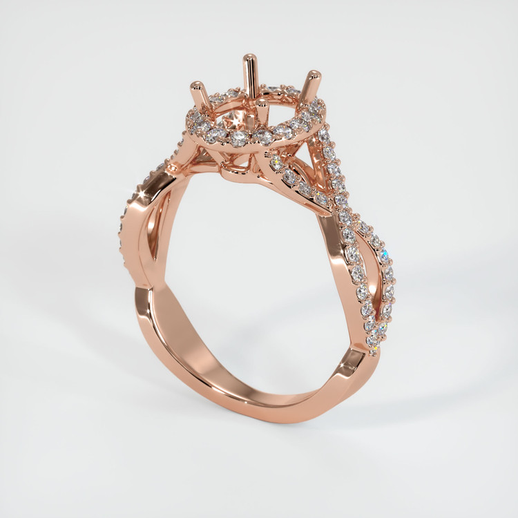 14K Rose Gold Pave Ring Setting