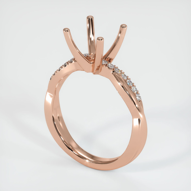 14K Rose Gold Pave Ring Setting