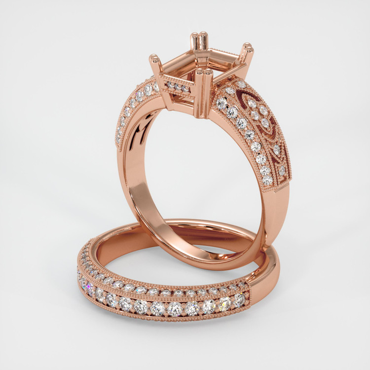 14K Rose Gold Antique Style Ring Setting