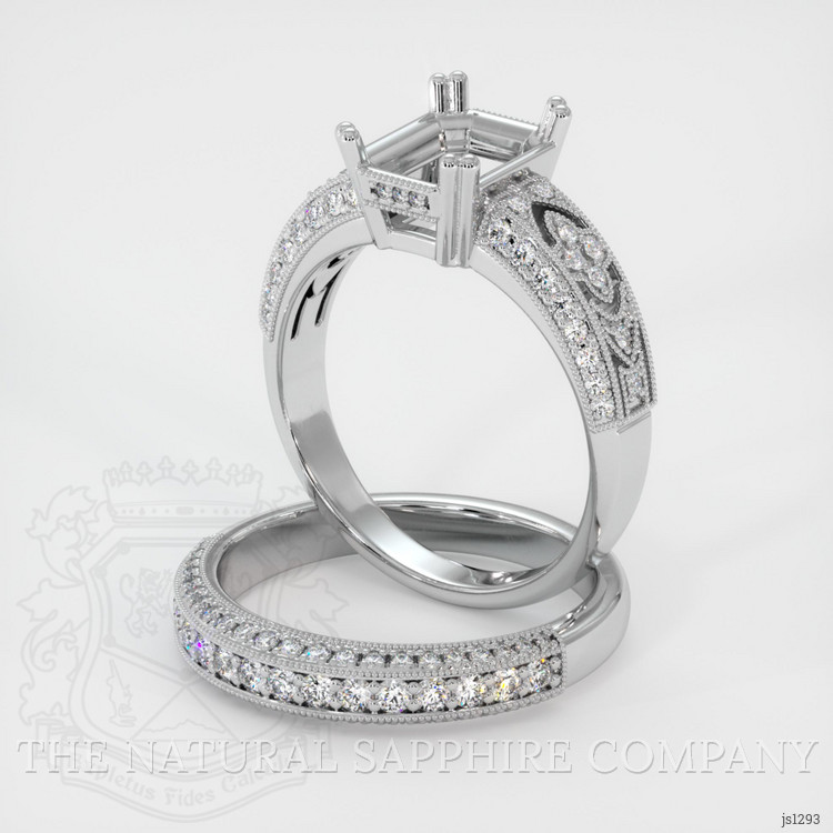 10K White Gold Antique Style Ring Setting