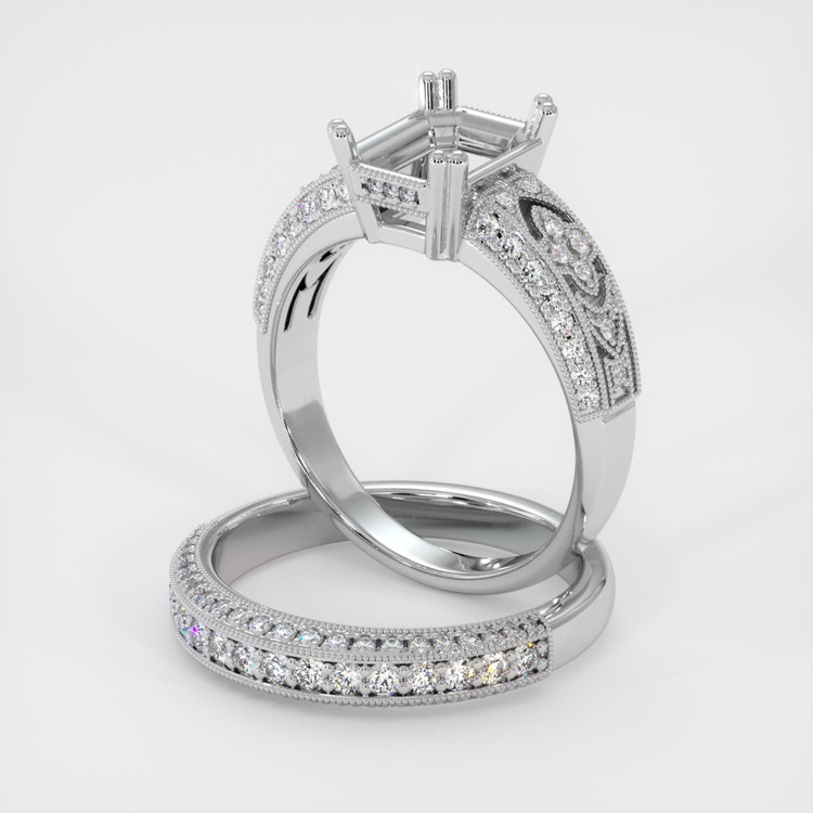 18K White Gold Antique Style Ring Setting
