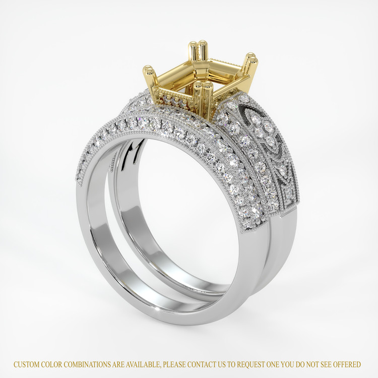 14K Yellow & White Antique Style Ring Setting