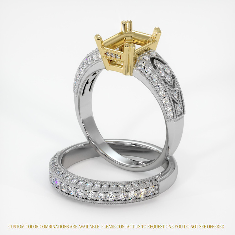 14K Yellow & White Antique Style Ring Setting