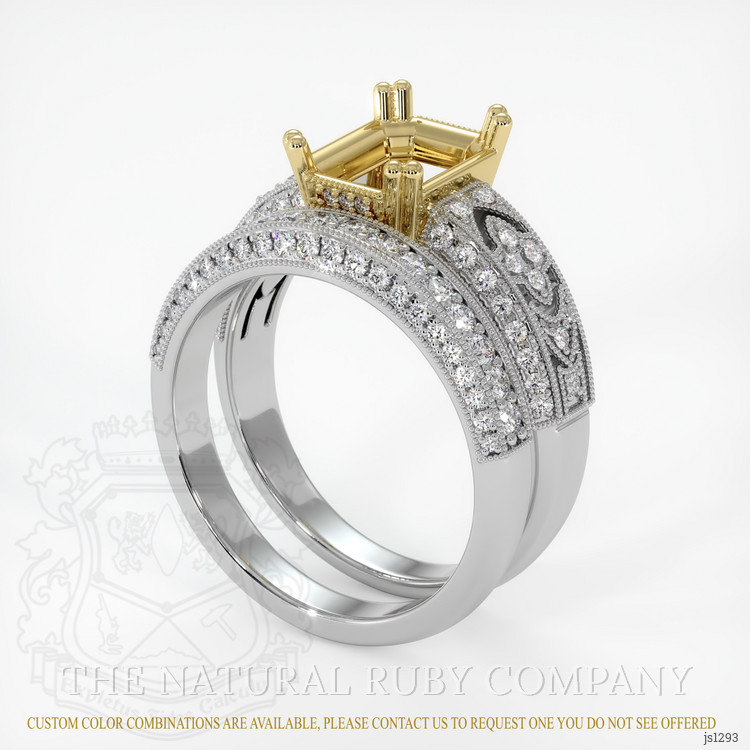 18K Yellow & White Antique Style Ring Setting