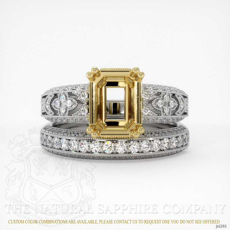 18K Yellow & White Antique Style Ring Setting