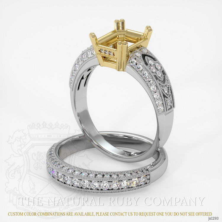 18K Yellow & White Antique Style Ring Setting