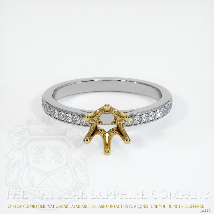 14K Yellow & White Pave Ring Setting