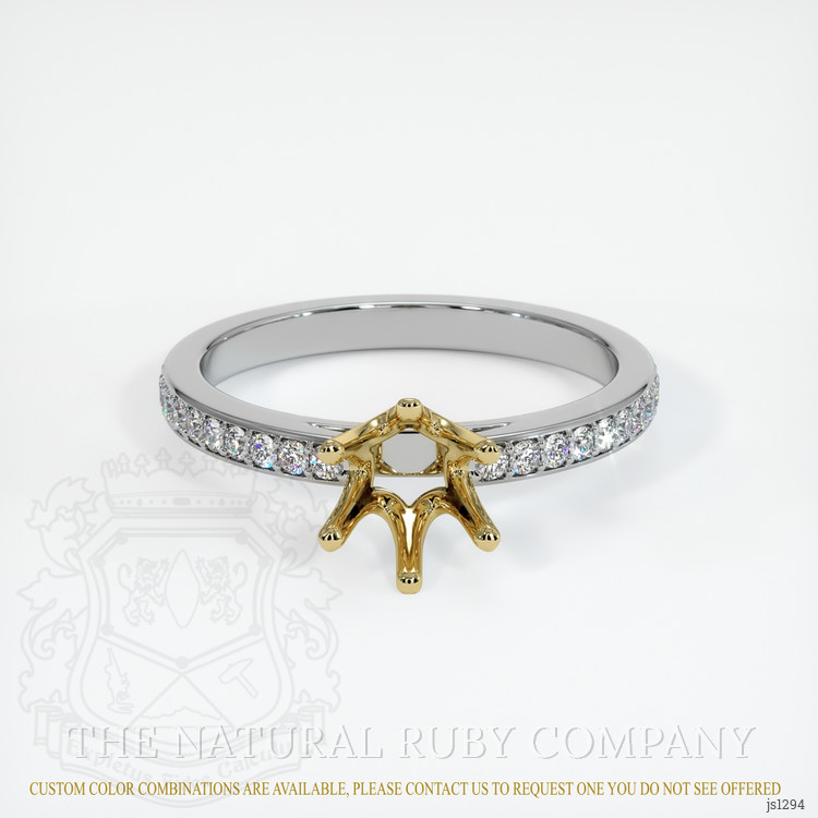 14K Yellow & White Pave Ring Setting