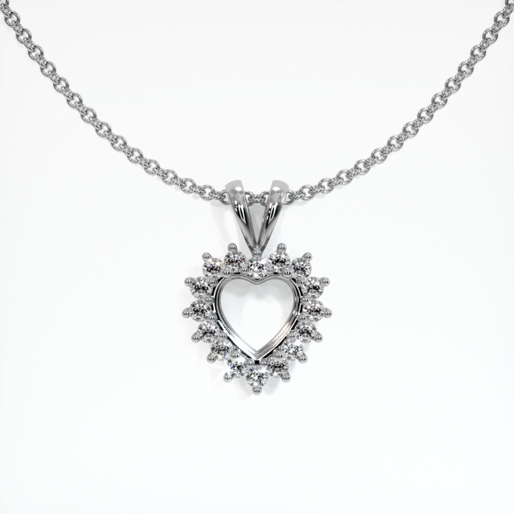 14K White Gold Halo Pendant Setting