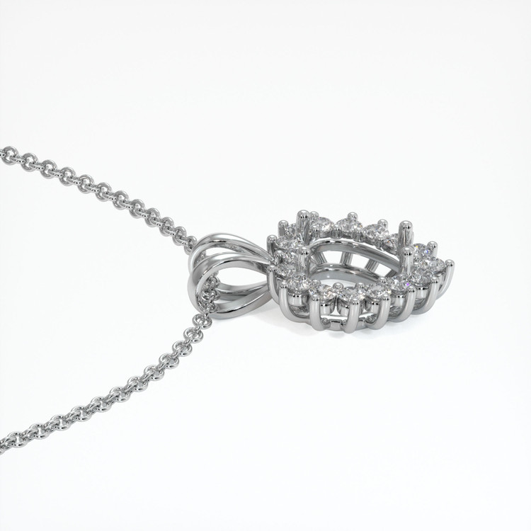 14K White Gold Halo Pendant Setting