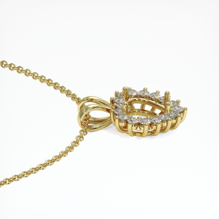 14K Yellow Gold Halo Pendant Setting