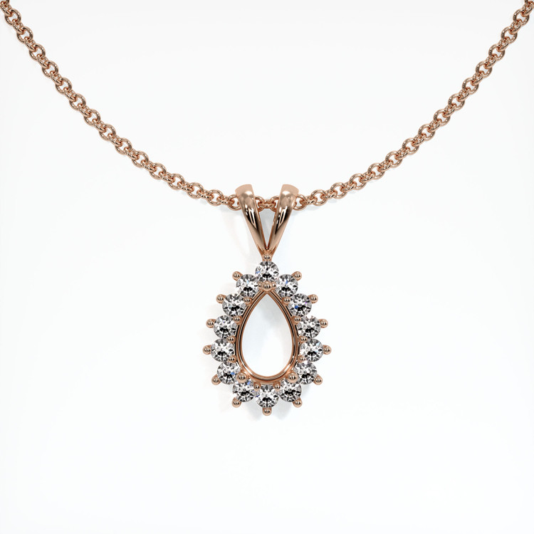 14K Rose Gold Halo Pendant Setting