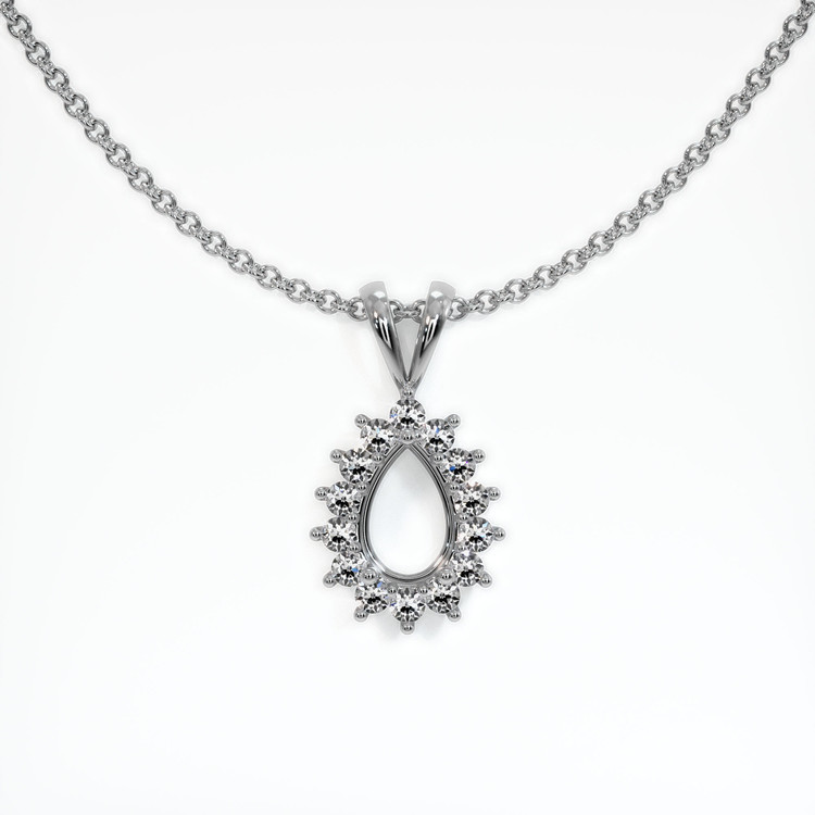 14K White Gold Halo Pendant Setting