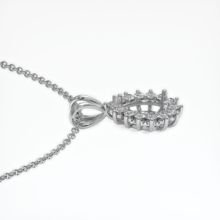 14K White Gold Halo Pendant Setting