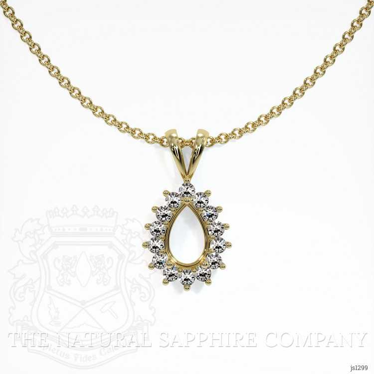 14K Yellow Gold Halo Pendant Setting