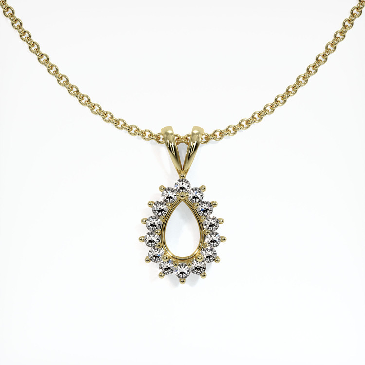 14K Yellow Gold Halo Pendant Setting