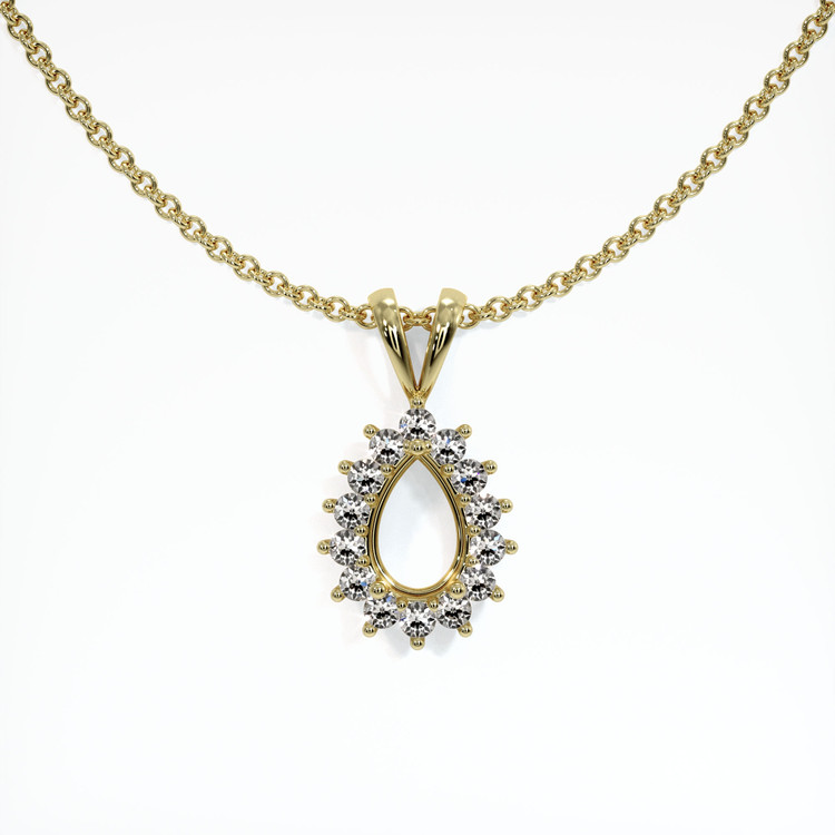18K Yellow Gold Halo Pendant Setting