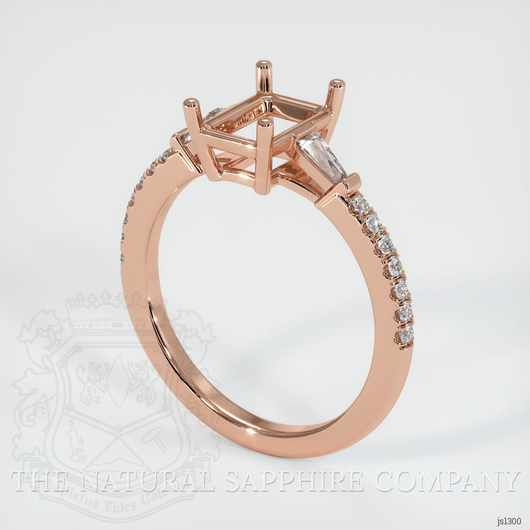14K Rose Gold Three Stone Ring Setting