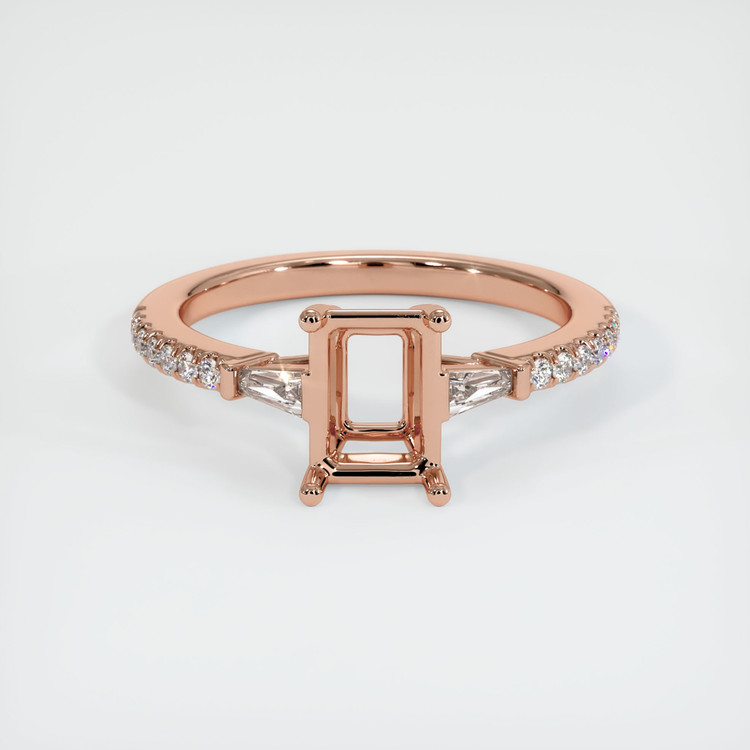 14K Rose Gold Three Stone Ring Setting