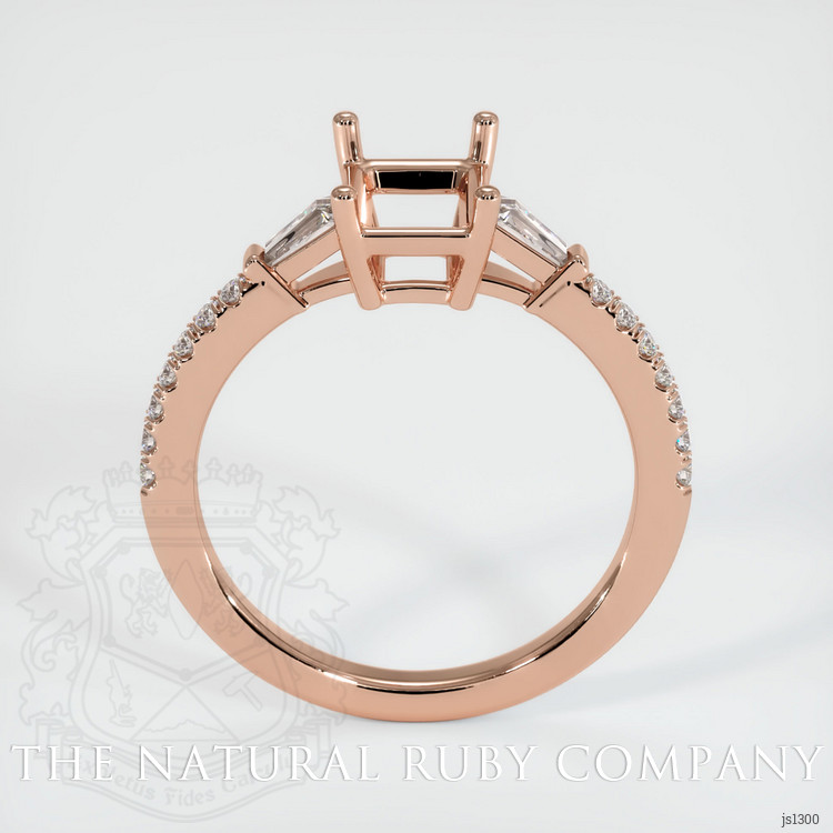 14K Rose Gold Three Stone Ring Setting