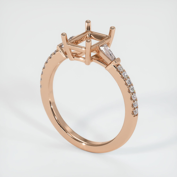 18K Rose Gold Three Stone Ring Setting