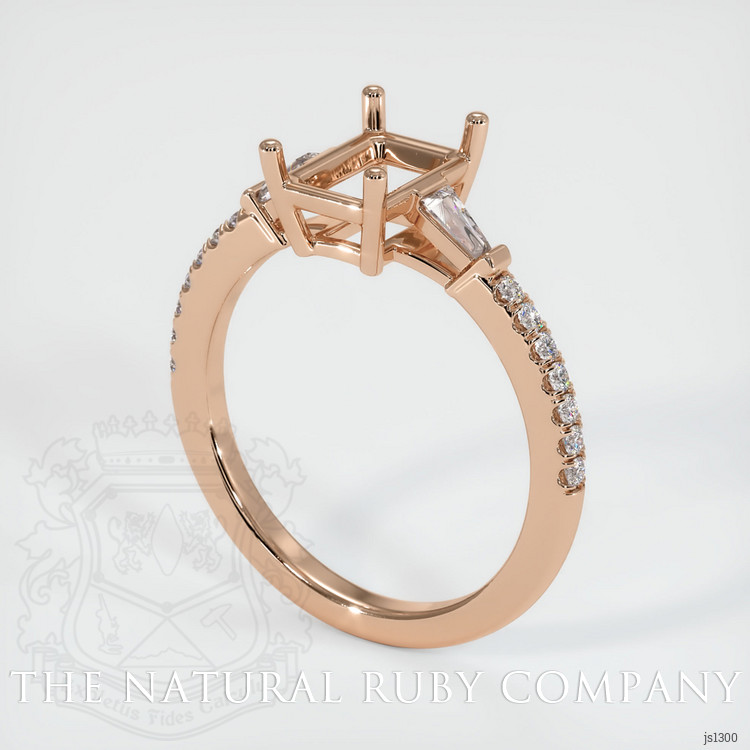 18K Rose Gold Three Stone Ring Setting