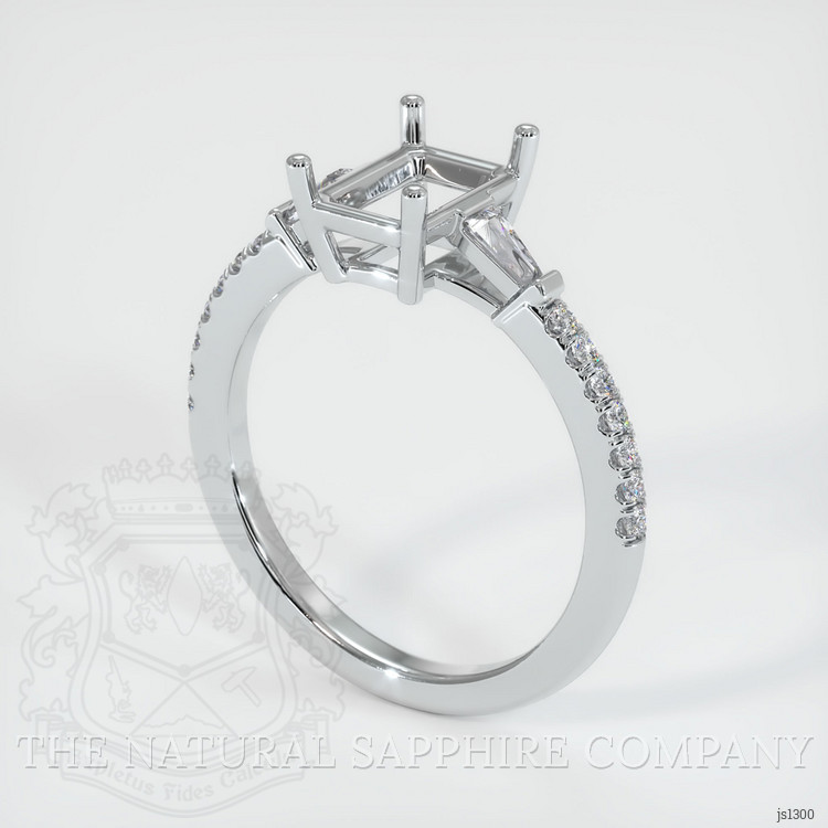 14K White Gold Three Stone Ring Setting
