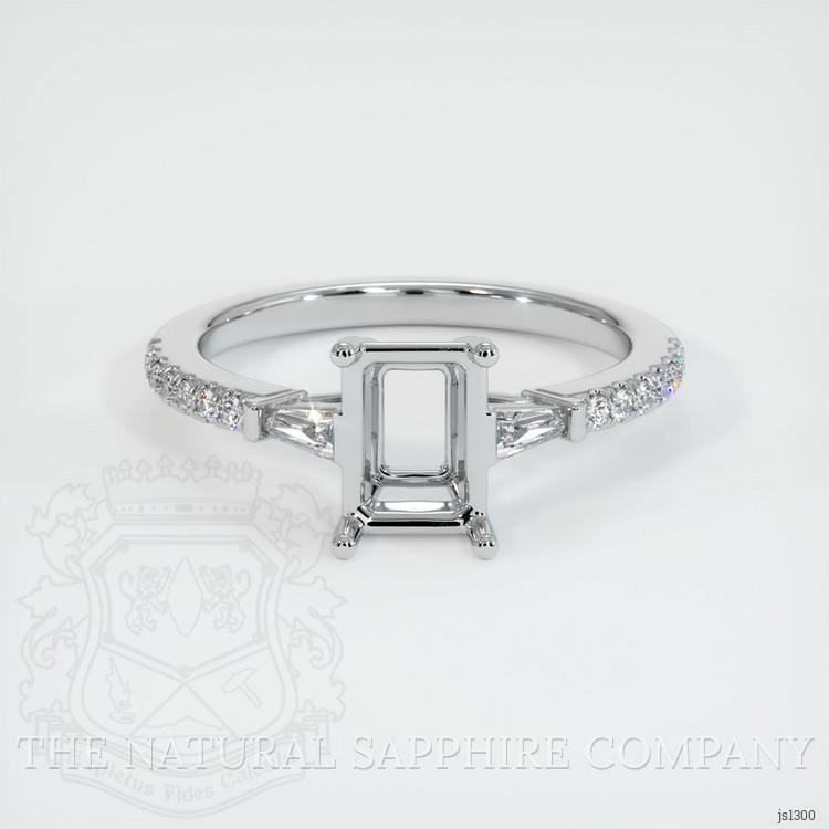 14K White Gold Three Stone Ring Setting