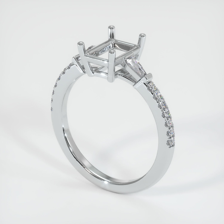 18K White Gold Three Stone Ring Setting