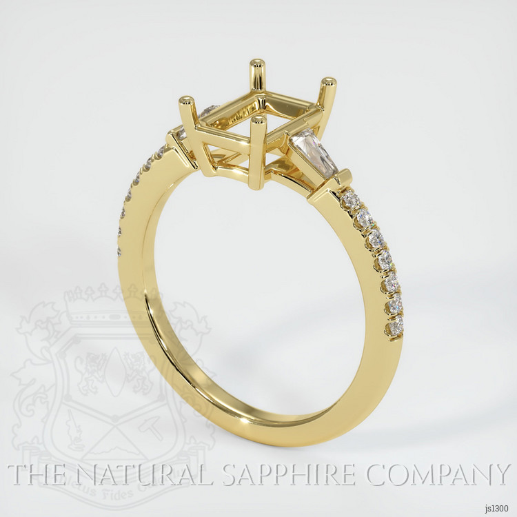 18K Yellow Gold Three Stone Ring Setting