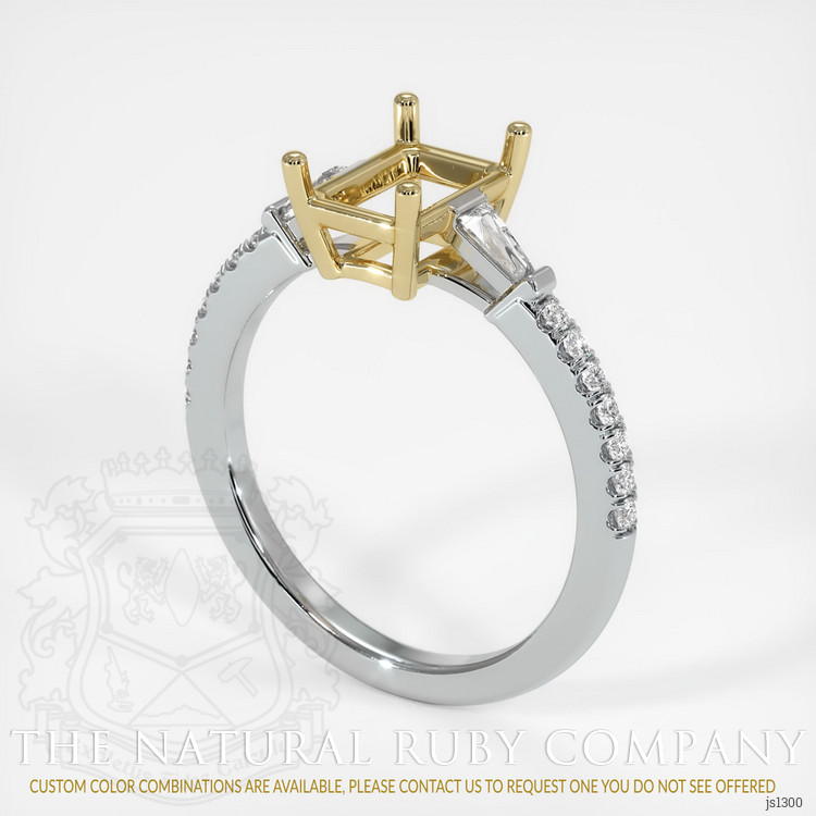 14K Yellow & White Three Stone Ring Setting