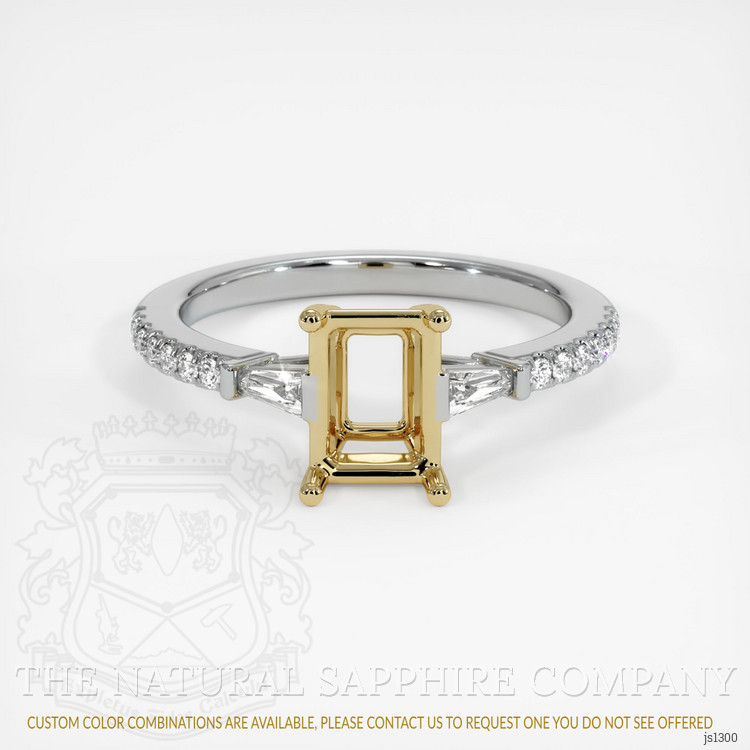 14K Yellow & White Three Stone Ring Setting