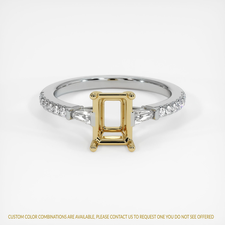 14K Yellow & White Three Stone Ring Setting