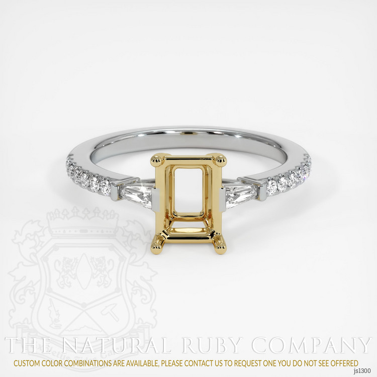 14K Yellow & White Three Stone Ring Setting