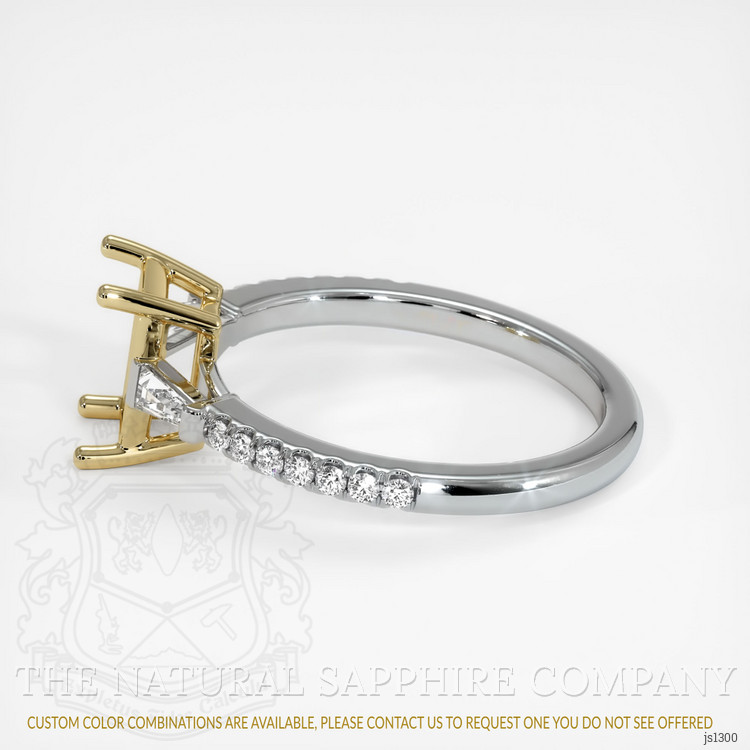 14K Yellow & White Three Stone Ring Setting
