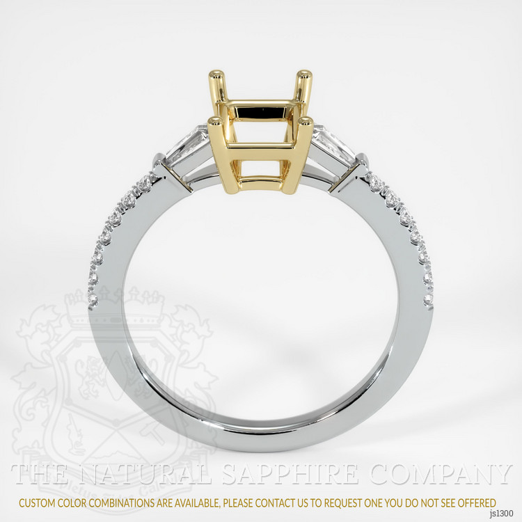 14K Yellow & White Three Stone Ring Setting