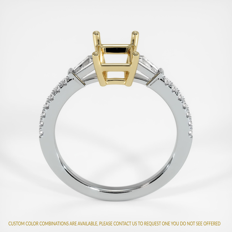 14K Yellow & White Three Stone Ring Setting