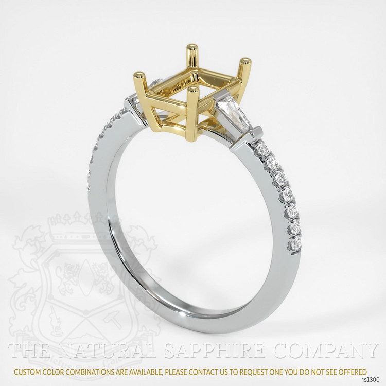 18K Yellow & White Three Stone Ring Setting